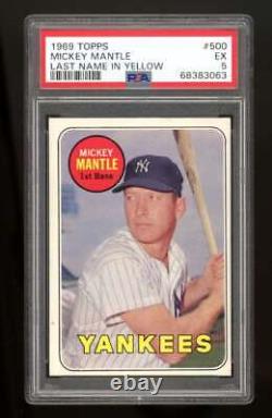 1969 Topps Mickey Mantle Last Name in Yellow #500 PSA EX 5 Yankees WW297