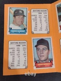1969 Topps New York Yankees Stamp Album With Mickey Mantle 7/10 Stamps