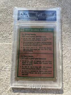 1975 Topps Hank Aaron/ Mickey Mantle #195 Baseball Card PSA 8 (ST) NM-MT