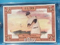 2006 Allen & Ginter Mickey Mantle Wood 1/1 (2) & Rip Card (4) Unripped Rare