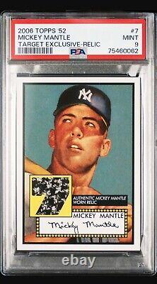 2006 Topps 7 Mickey Mantle 1952 Target Exclusive PLAYER WORN RELIC? PSA 9