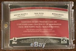 2010 Topps Triple Threads Mickey Mantle Babe Ruth Roger Maris Game Used Jsy MINT