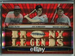 2011 Topps Triple Threads Babe Ruth/DiMaggio/Mantle Game-Used Card #/36 Yankees