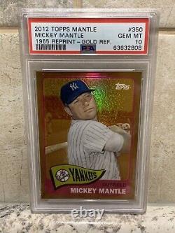 2012 Topps Mickey Mantle Reprint'65 Gold Refractor #350 Psa 10