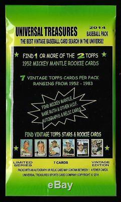 2014 Universal Treasures Chase Box Find 1952 Topps Mickey Mantle Mays 21 Packs