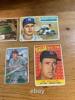 (8) 1952-1962 Topps Bowman HOF Baseball Card Lot Mickey Mantle Ted Williams WOW