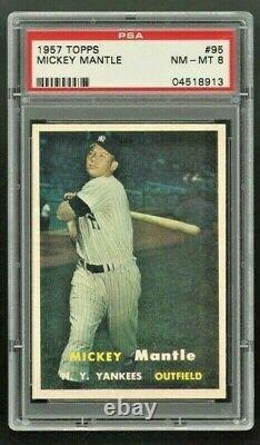 Amazing 1957 Topps #95 Mickey Mantle PSA 8 NM-MT 04518913 Yankees
