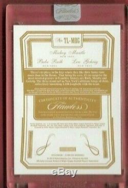 Babe Ruth Lou Gehrig Mickey Mantle 3 Game Used Bat Jersey Card Flawless Yankees