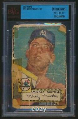Bvg Bgs Authentic 1952 Topps Mickey Mantle #311 Yankees Hof