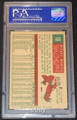 Fresh 1959 TOPPS MICKEY MANTLE (NEW YORK YANKEES) #10 HOF BASEBALL CARD PSA 8