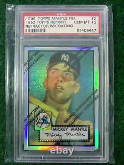 MICKEY MANTLE 1952 TOPPS FINEST REFRACTOR #2 ROOKIE With COATING LOW POP ONLY 14