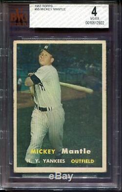 MICKEY MANTLE 1957 Topps Baseball Card #95 Graded BVG 4 VG-EX Well Centered