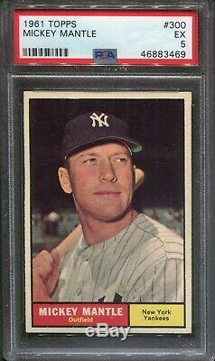 MICKEY MANTLE 1961 Topps Baseball Card #300 Graded PSA 5 EX (#469) Centered