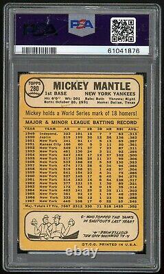 MICKEY MANTLE 1968 Topps #280 New York Yankees Hall of Fame HOF PSA 1 Poor