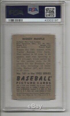 Mickey Mantle 1952 Bowman #101 New York Yankees Graded Psa 1