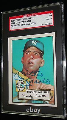 Mickey Mantle 1952 TOPPS Rookie card #311 1983 re-issue autographed signed SGC