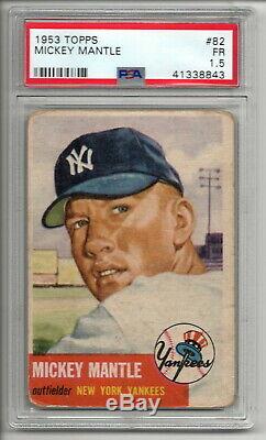 Mickey Mantle 1953 Topps #82 New York Yankees Graded Psa 1.5