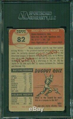 Mickey Mantle 1953 Topps #82 Short Print SGC 2 New York Yankees Legend