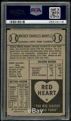 Mickey Mantle 1954 Red Heart Yankees Card PSA 8.5