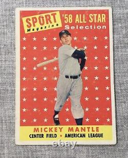 Mickey Mantle 1958 Topps #487 Sport Magazine'58 All Star Selection-Fair Cond
