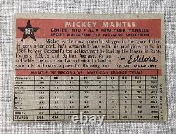 Mickey Mantle 1958 Topps #487 Sport Magazine'58 All Star Selection-Fair Cond