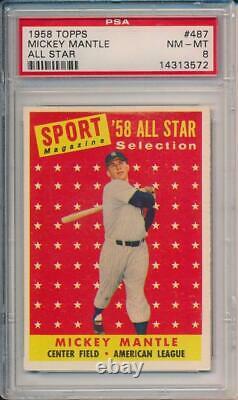 Mickey Mantle 1958 Topps All Star # 487 PSA 8