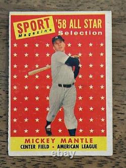 Mickey Mantle 1958 Topps Baseball All Star #487 NY Yankees VG-EX NO CREASES HOF