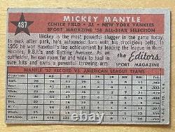 Mickey Mantle 1958 Topps Baseball All-Star #487 Vintage New York Yankees VG-EX+