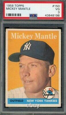 Mickey Mantle 1958 Topps Baseball Card #150 Graded VG 3 (PSA)
