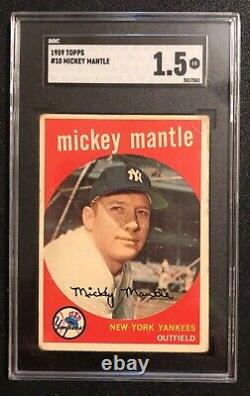 Mickey Mantle 1959 Topps SGC 1.5 Baseball Card New York Yankees MLB Vintage #10