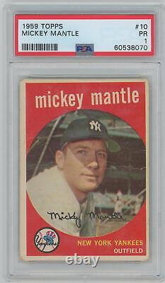 Mickey Mantle 1959 Topps Trading Card. PSA