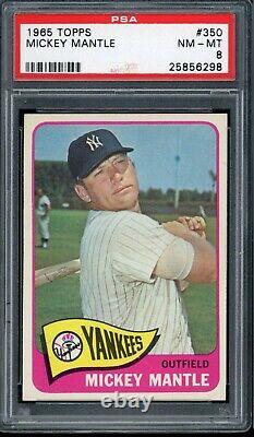 Mickey Mantle 1965 Topps Yankees Card #350 Psa 8