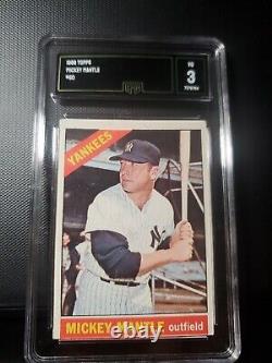 Mickey Mantle 1966 Topps baseball #50 New York Yankees GMA 3