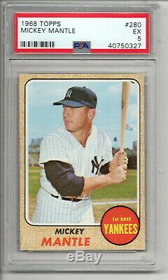 Mickey Mantle 1968 Topps #280 New York Yankees Well Centered Psa 5