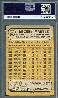 Mickey Mantle 1968 Topps Baseball Card #280 Graded PSA 3