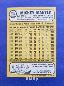 Mickey Mantle 1968 Topps Vintage Card #280 Yankees Gradeable, Nice, Clean Lookin