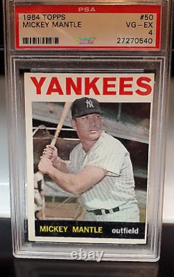 Mickey Mantle #50 1964 Topps Baseball PSA 4 EX HOF NY Yankees HALL OF FAMER