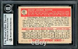 Mickey Mantle Autographed Signed 1952 Topps Reprint Rookie Card Beckett 10379302