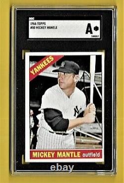 Mickey Mantle Error Card 1966 Topps #50 Yankees Sgc Authenticated No Number