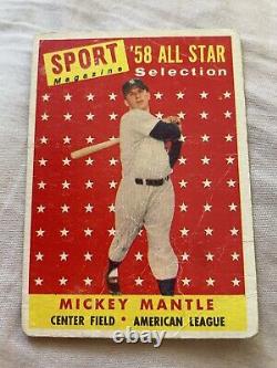 Mickey Mantle New York Yankees 1958 Topps All-Star card #487 Fair/Good condition