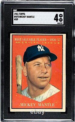 Mickey Mantle New York Yankees #475 1961 Topps Baseball Card SGC Grade 4