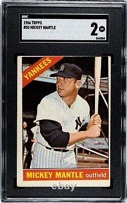 Mickey Mantle New York Yankees #50 1966 Topps Baseball Card SGC Grade 2