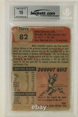 Mickey Mantle New York Yankees HOF Autographed 1953 Topps #82 Card Beckett