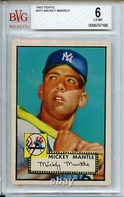 Mickey Mantle Rookie Card 1952 Topps #311 BVG BGS 6 Highest Graded 311B POP 1