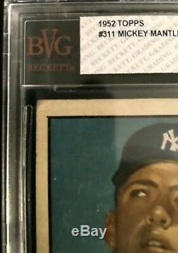 Mickey Mantle Rookie Card Topps 1952 #311 BVG 3.5