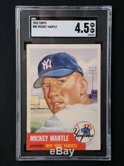 Mickey Mantle Sgc Graded 4.5 Vg-ex+ 1953 Topps Card #82 Centered Nice