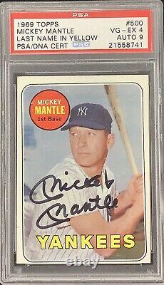 Mickey Mantle Signed 1969 Topps #500 Baseball Card PSA 4 & PSA/DNA AUTO 9 Dual