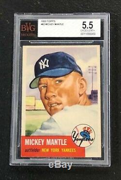 New York Yankees Mickey Mantle 1953 Topps #82 BVG 5.5 Ex+ PSA Well Centered