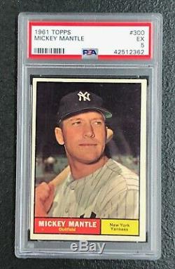 New York Yankees Mickey Mantle 1961 Topps #300 PSA Ex 5 Well Centered