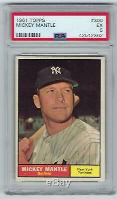 New York Yankees Mickey Mantle 1961 Topps #300 PSA Ex 5 Well Centered